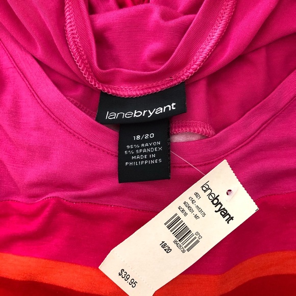 Lane Bryant Top Pink Stripe Sz18/20 Rayon T-shirt - Picture 8 of 9